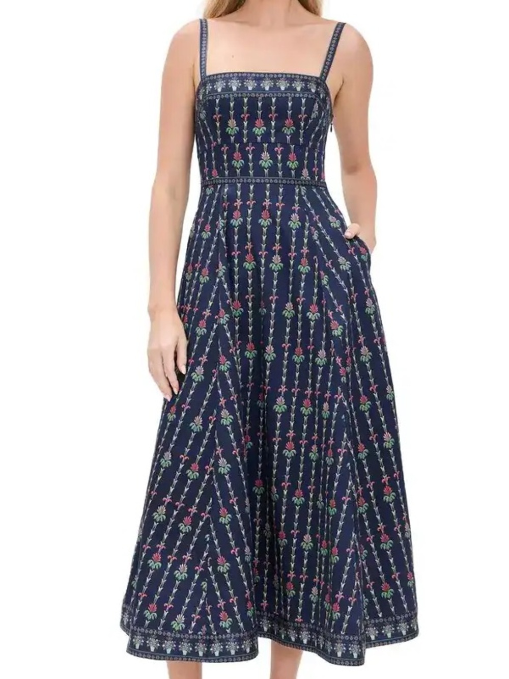 Hill House NWT Margot Dress in Navy Trailing Fern
